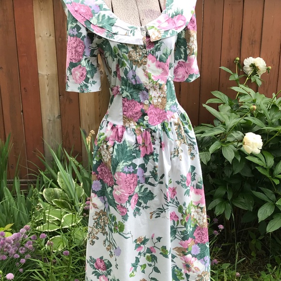 Jessica Dresses & Skirts - 1980”s Jessica Floral 100% Cotton Dress Size 8